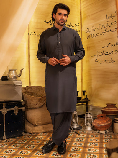 Grey Blended Kameez Shalwar - ALWA-KS-522