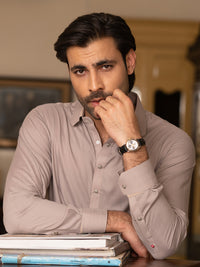 Light Brown Blended Kameez Shalwar - ALWA-KS-529