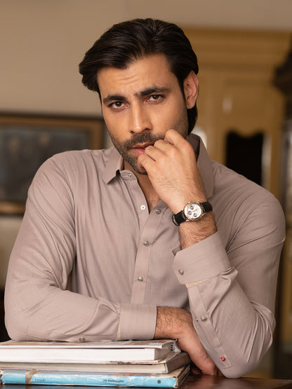 Light Brown Blended Kameez Shalwar - ALWA-KS-529