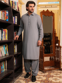 Grey Blended Kameez Shalwar - ALWA-KS-531A