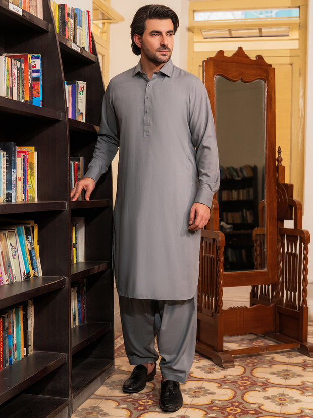 Grey Blended Kameez Shalwar - ALWA-KS-531A