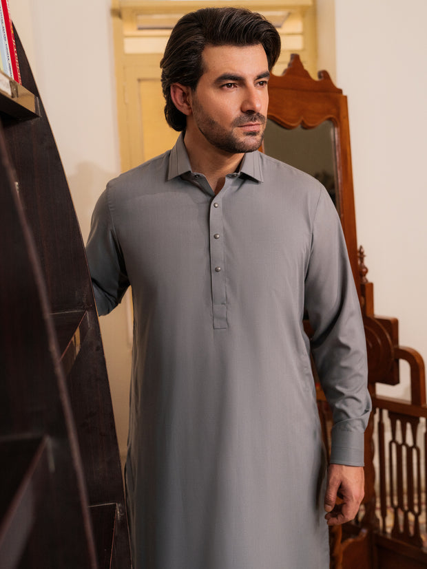 Grey Blended Kameez Shalwar - ALWA-KS-531A