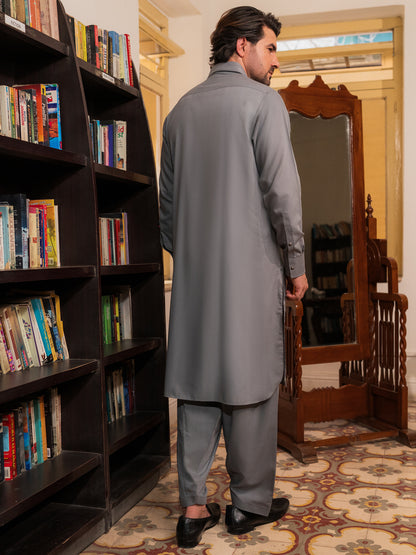 Grey Blended Kameez Shalwar - ALWA-KS-531