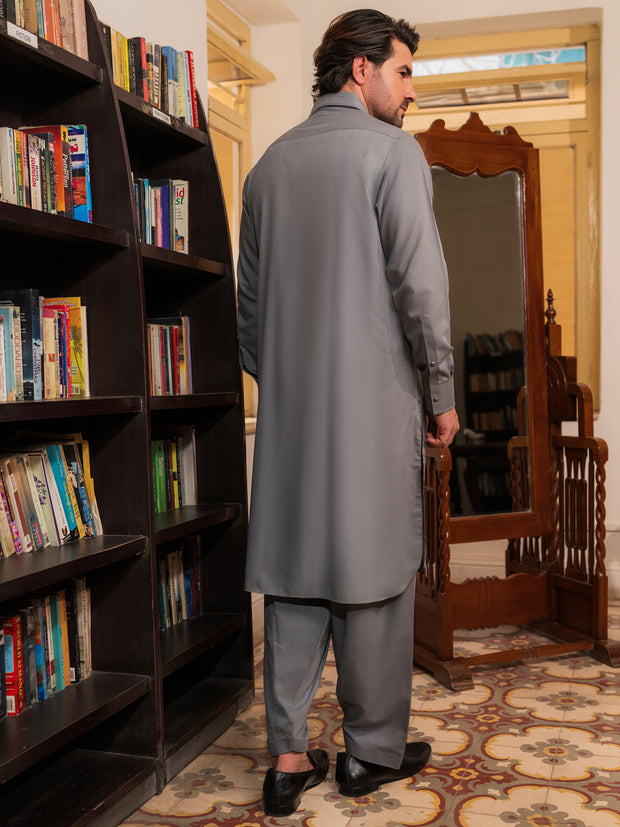 Grey Blended Kameez Shalwar - ALWA-KS-531A