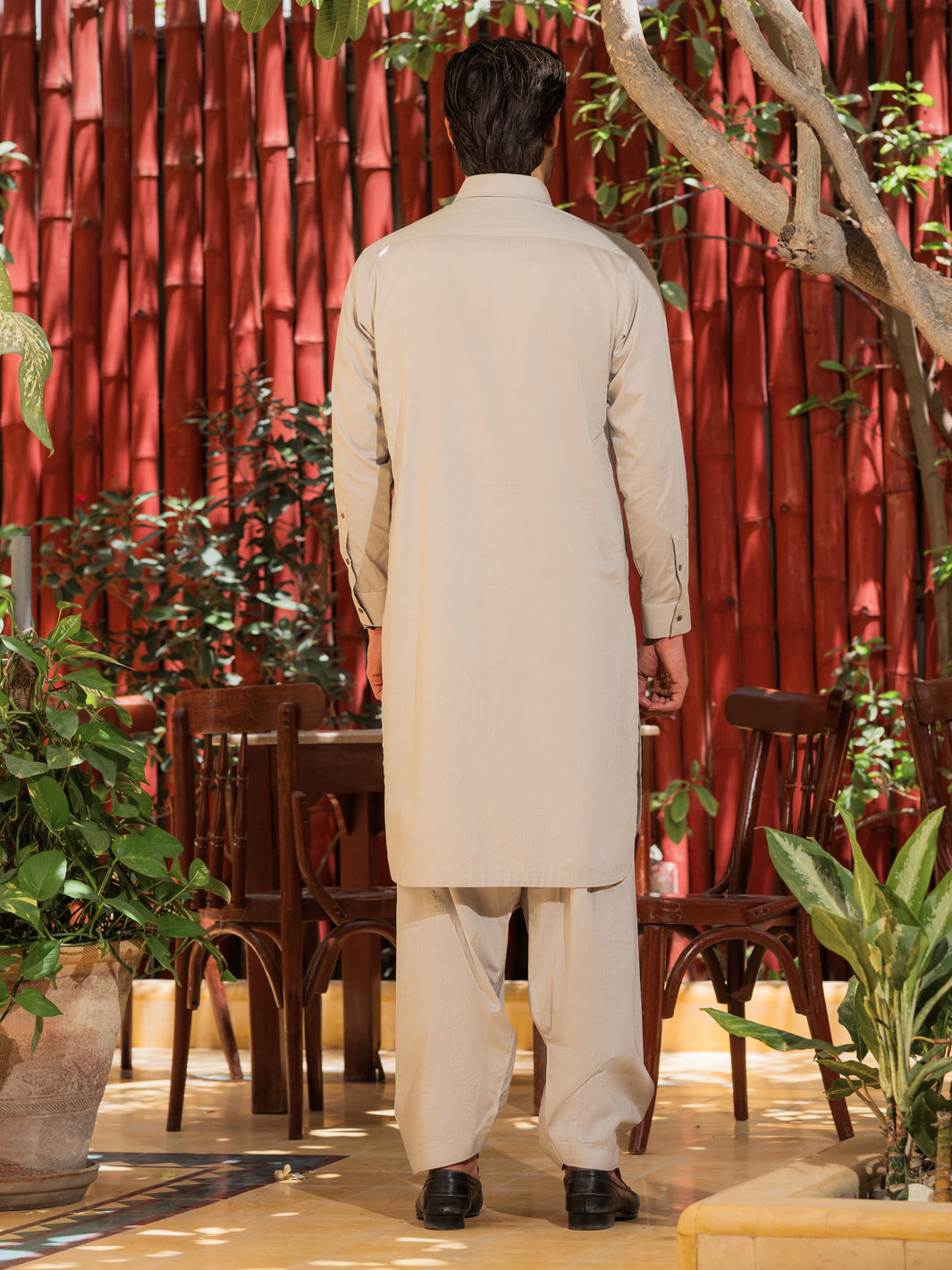 Ash Grey Cotton Kameez Shalwar - ALWA-KS-546