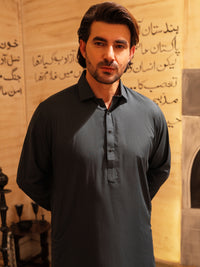Teal Blue Blended Kameez Shalwar - ALWA-KS-550