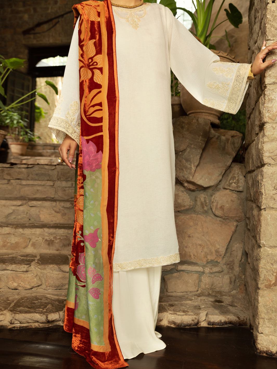 Off White Linen 3 Piece Unstitched - AWP-3PS-543