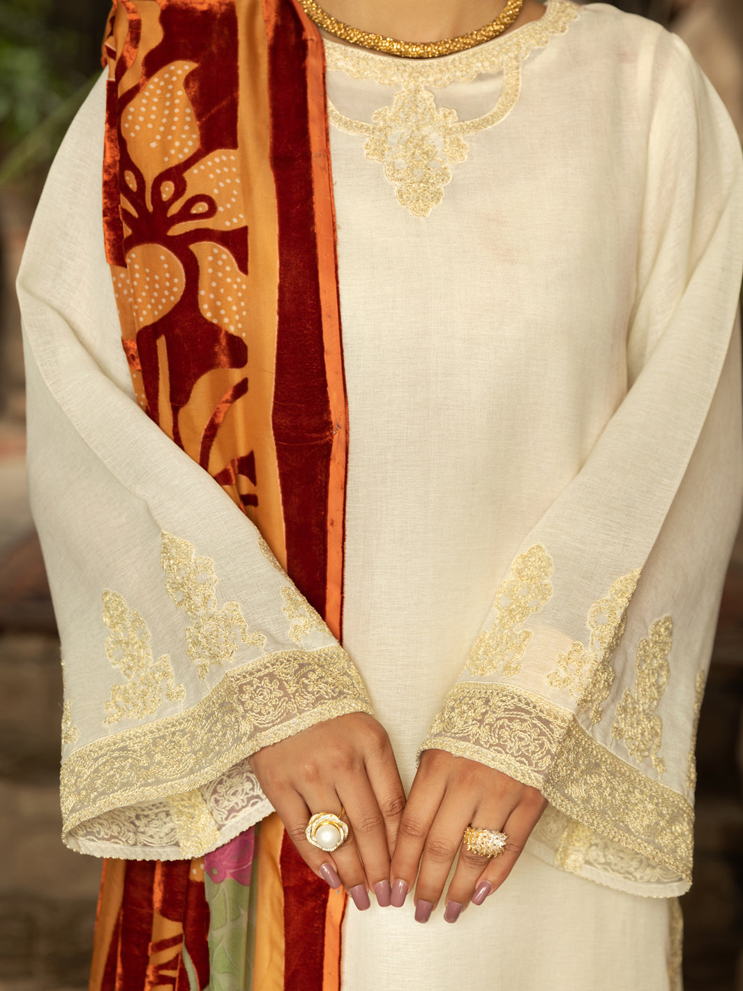 Off White Linen 3 Piece Unstitched - AWP-3PS-543
