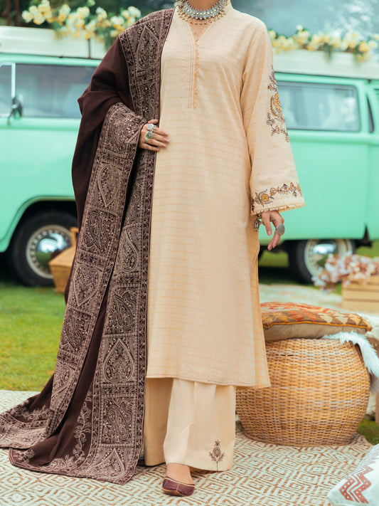 Cream Jacquard 2Pc Stitched - AWP-2PS-LKS-551