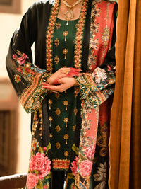 Black Cotton Silk 3 Piece Unstitched - AWP-3PS-561