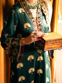 Green Cotton Silk 3 Piece Stitched - AWP-3PS-563