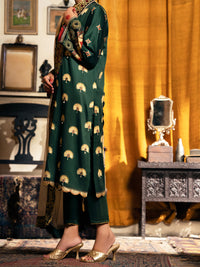 Green Cotton Silk 3 Piece Unstitched - AWP-3PS-563