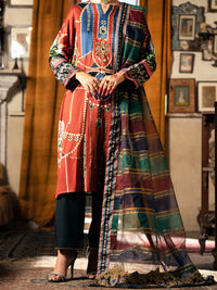Maroon Cotton Silk 3 Piece Stitched - AWP-3PS-565