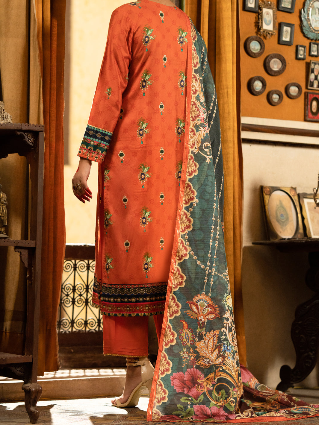Orange Cotton Silk 3 Piece Stitched - AWP-3PS-566
