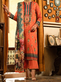 Orange Cotton Silk 3 Piece Stitched - AWP-3PS-566