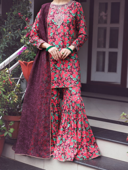 Purple Cambric 3Pc Stitched - AWP-3PS-693