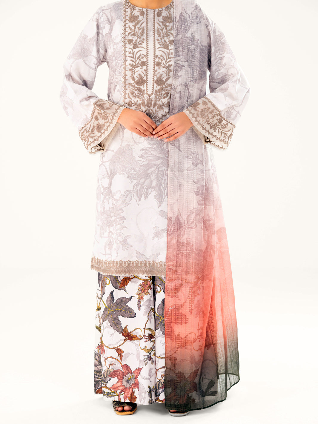 Beige Poly Jacquard 3Pc Unstitched - AWP-3PS-769