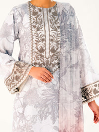 Beige Poly Jacquard 3Pc Unstitched - AWP-3PS-769