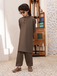 Dark Brown Cotton Kameez Shalwar - ALBY-KS-005
