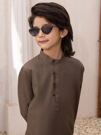 Dark Brown Cotton Kameez Shalwar - ALBY-KS-005