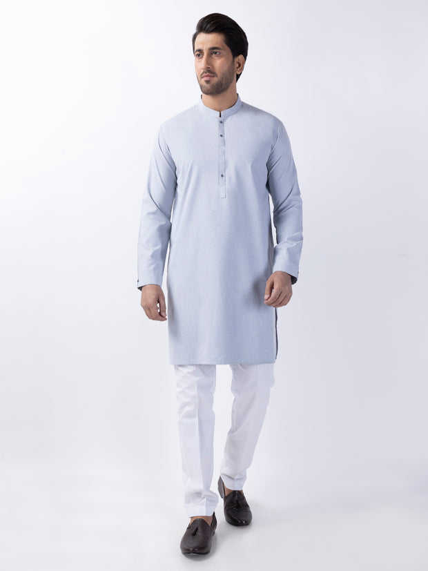 Light Grey Blended Kurta - AL-K-1155 - Almirah Online