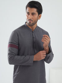 Grey Cotton Kurta - AL-K-1202