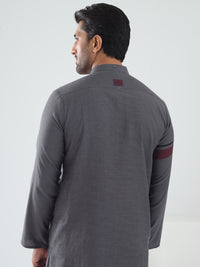 Grey Cotton Kurta - AL-K-1202