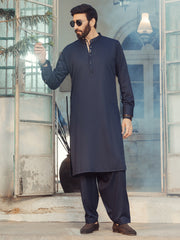 Midnight Blue Blended Kameez Shalwar - ALET-KS-1013 - Almirah Online