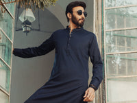 Midnight Blue Plain Kameez Shalwar - ALET-KS-1013-R2
