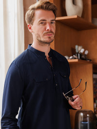 Navy Blue Cotton Kameez Shalwar - AL-KS-3038B