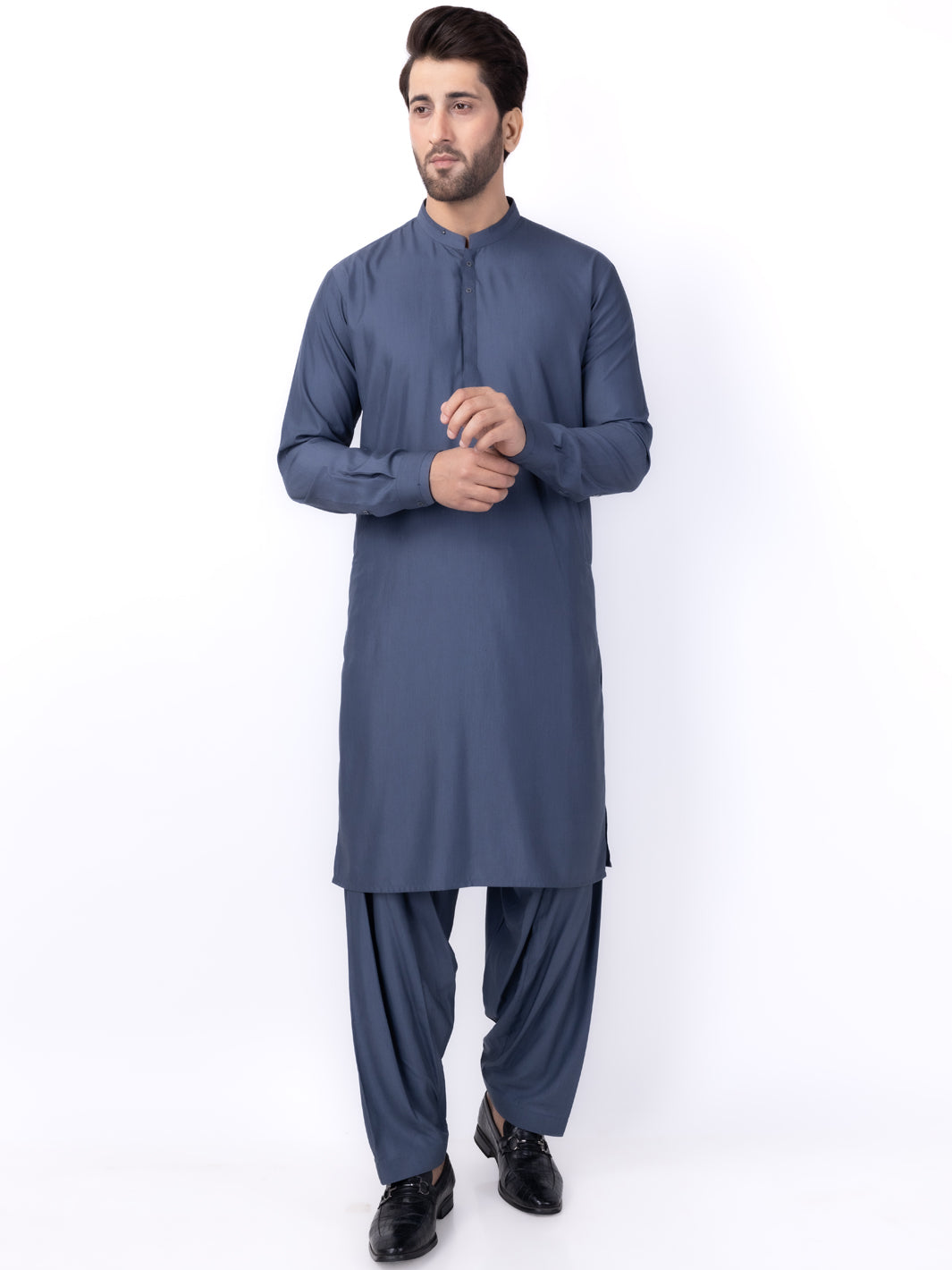 Grey Blended Kameez Shalwar - AL-KS-3047 - Almirah Online