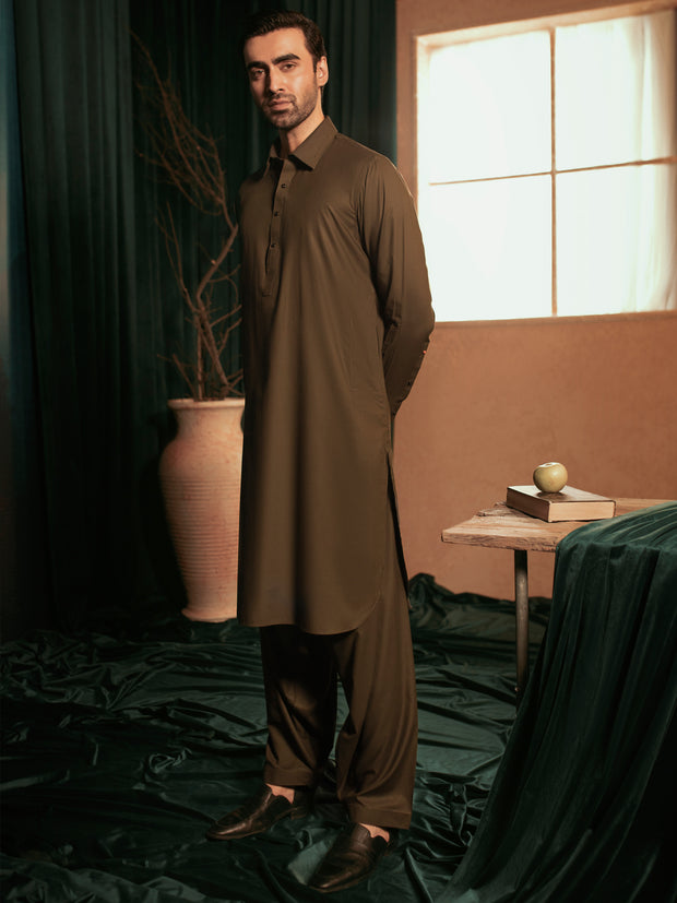 Grey Blended Kameez Shalwar - ALWA-KS-392