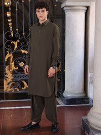 Kahi Green Blended Kameez Shalwar - ALWA-KS-419