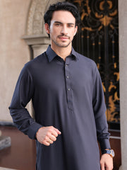 Dark Grey Blended Kameez Shalwar - ALWA-KS-425 - Almirah Online