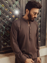 Brown Blended Kurta Trouser - ALET-KT-1005 - Almirah Online