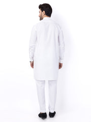 White Poly Cotton Kurta Trouser - AL-KT-3046B