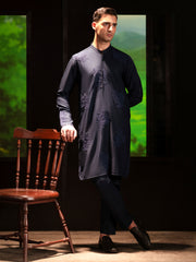 Navy Blue Blended Kurta Trouser - AL-KT-3126B