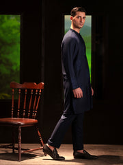 Navy Blue Blended Kurta Trouser - AL-KT-3126B