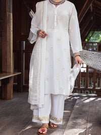 Off White Tissue Net Women Stole - ALP-ST-1837