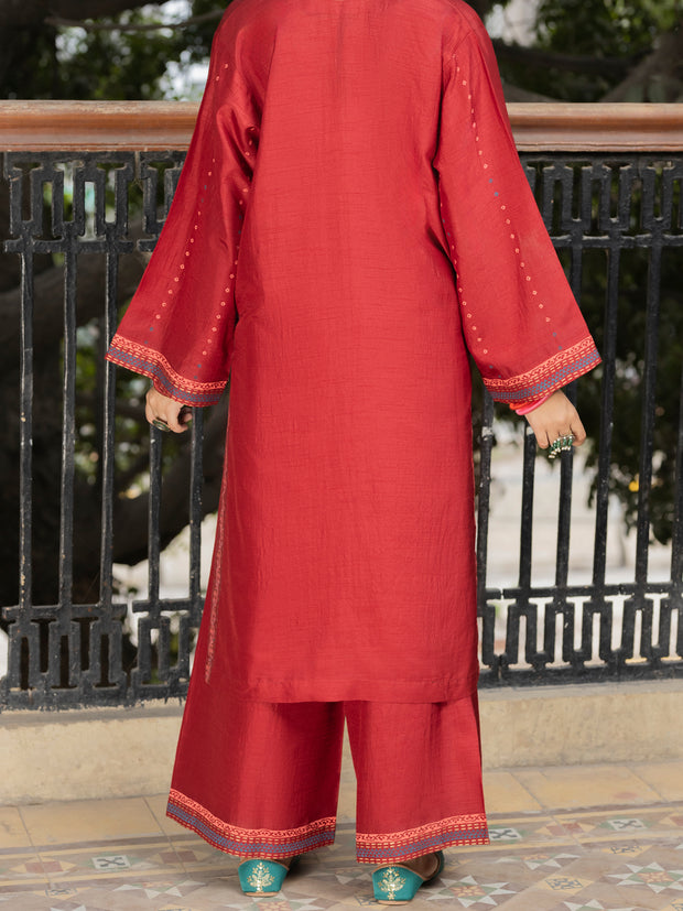 Maroon Raw Silk 2 Piece Stitched - ALT-2PS-LKS-1135