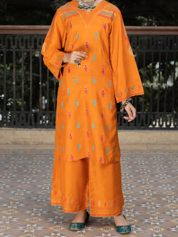 Orange Raw Silk 2 Piece Stitched - ALT-2PS-LKS-1136