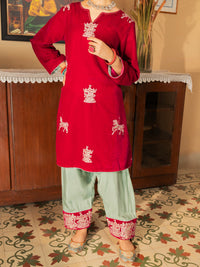 Magenta Velvet 2 Piece Stitched - ALT-LS-LKS-1139