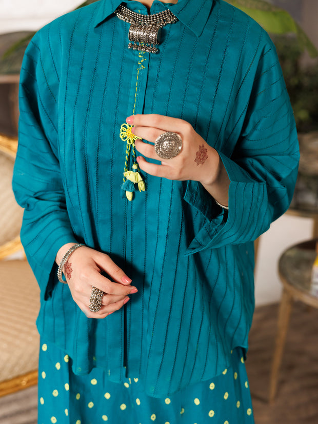 Green Cotton Dobby 2 Piece Stitched - ALT-2PS-LKS-1159