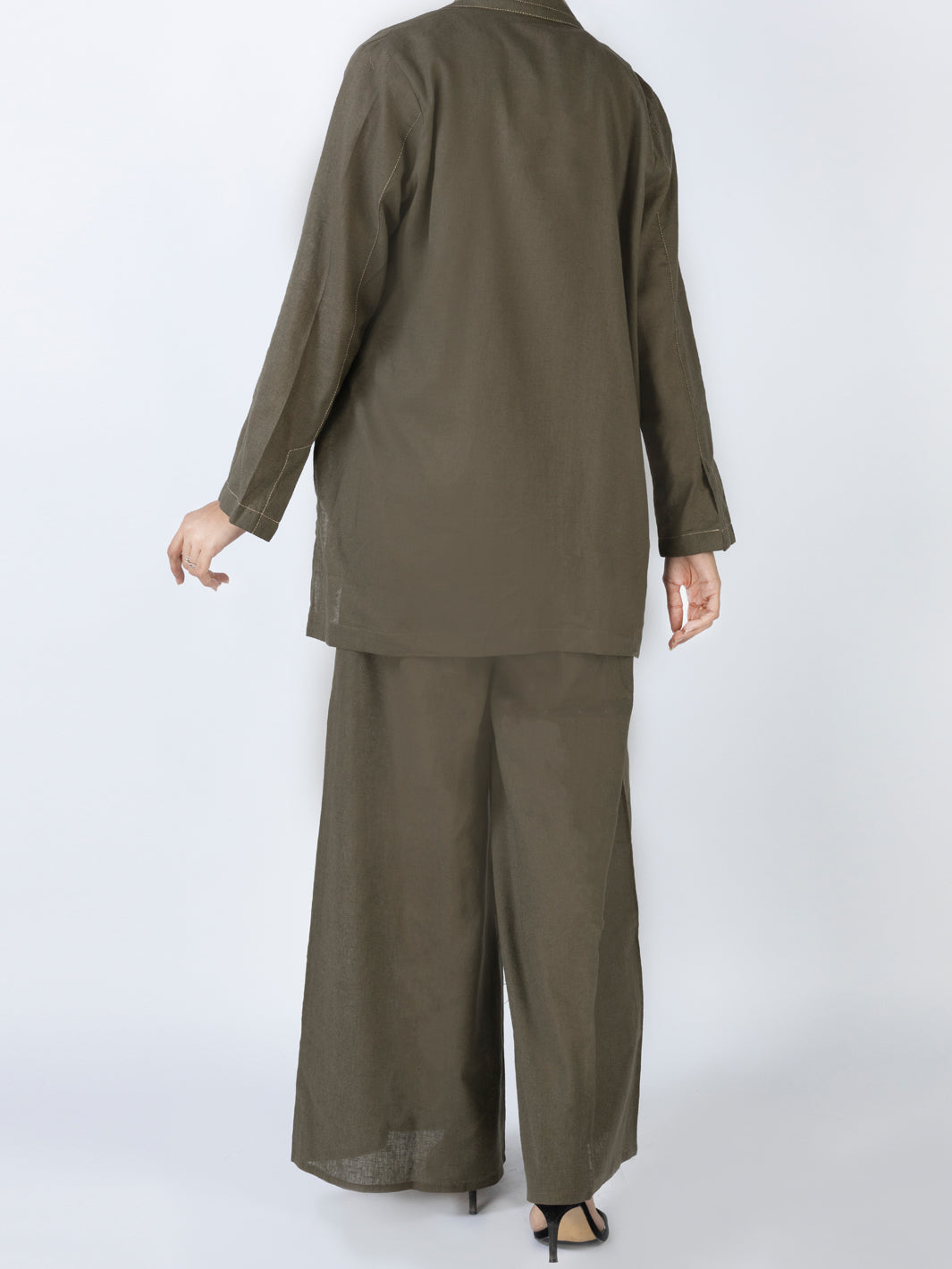 Army Green CharmeuseÃ‚Â 2 Piece Stitched - AL-2PS-LKS-905