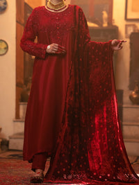 Red Shisha Silk 3Pc Formal Stitched - AL-3PS-LS-439