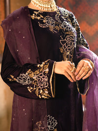 Purple Velvet 3Pc Formal Unstitched - AL-3PS-LS-UN-441