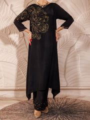 Black Raw Silk 2 Piece Formal Stitched - AL-LS-LKS-476 - Almirah Online