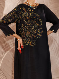 Black Raw Silk 2Pc Formal Stitched - AL-LS-LKS-476