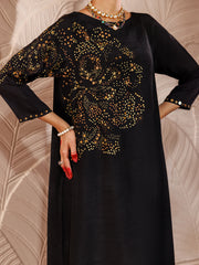 Black Raw Silk 2 Piece Formal Stitched - AL-LS-LKS-476 - Almirah Online