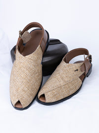 Beige Jute Peshawari Chappal - AL-MFW-FB-161